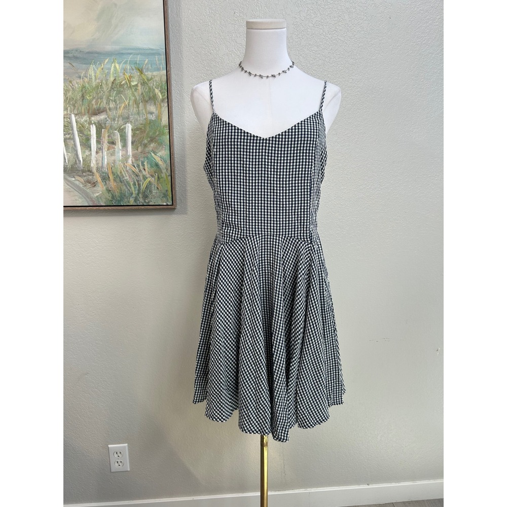 Fashion Nova Black White Gingham Open Back Tie Mini Dress Women's Large